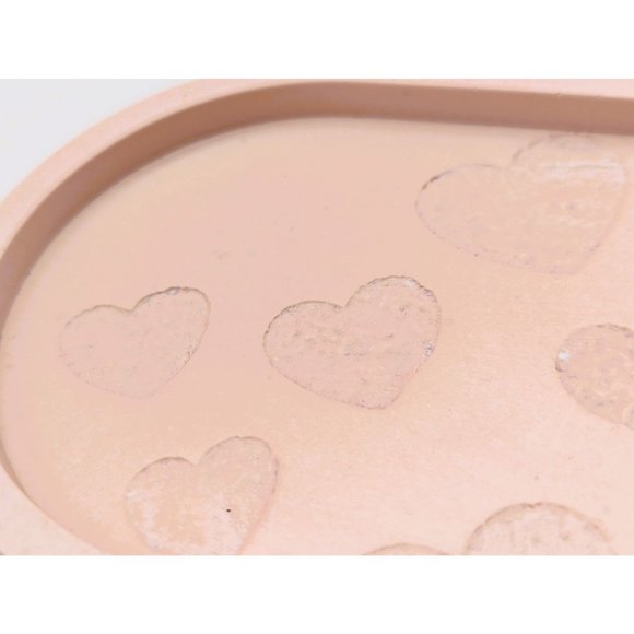 Oval Trinket Tray Pink with Imbedded Hearts 7 Inches Handmade NEW - Picture 4 of 6